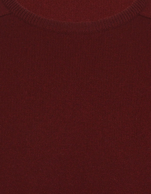 Lambswool round neck sweater | Bordeaux