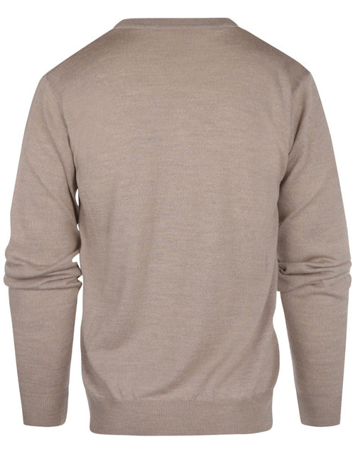 Pullover merino wol v-hals | Donker Beige