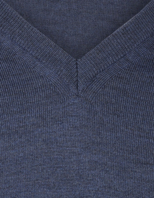 Pullover merino wol v-hals | Light Indigo