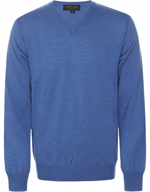 Pullover merino wol v-hals | Blauw