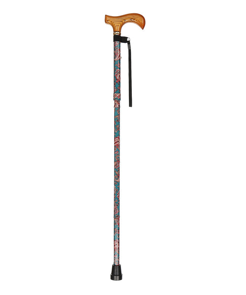 Folding Walking Stick | Green Paisley