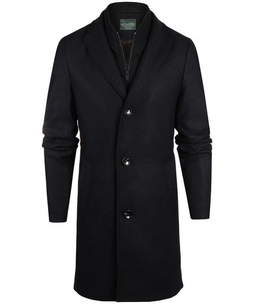 Long coat wool mix Hans | Blue