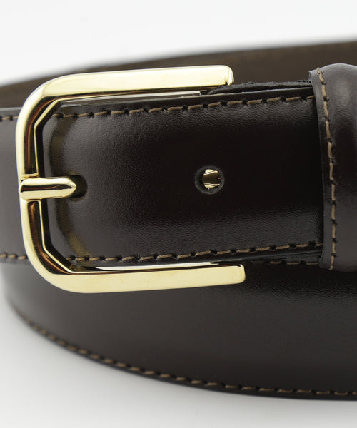 Leather Belt Gold Buckle | Brown