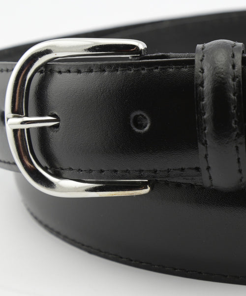 Leather Belt Silver Stripe | Black