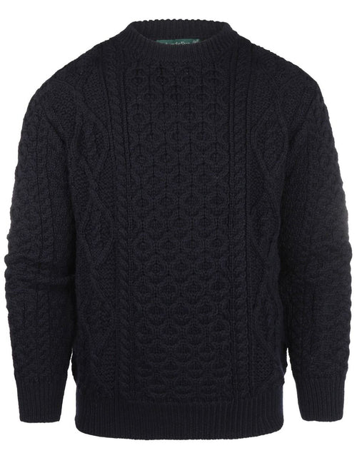 Aran round neck sweater | Navy Blue