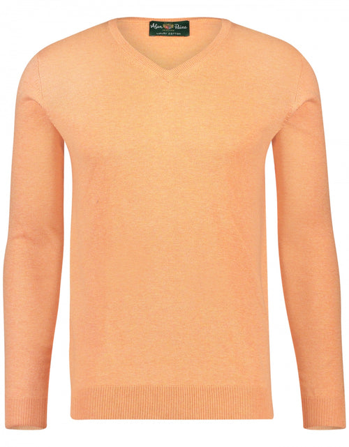 Sweater Cotton/Cashmere v-neck | Orange