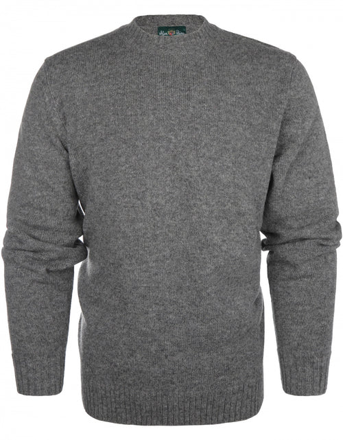 Alan Paine Shetland Crew Neck Pullover | Grey