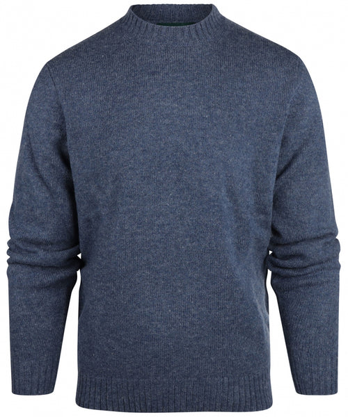 Alan Paine Shetland Crew Neck Pullover | Blue