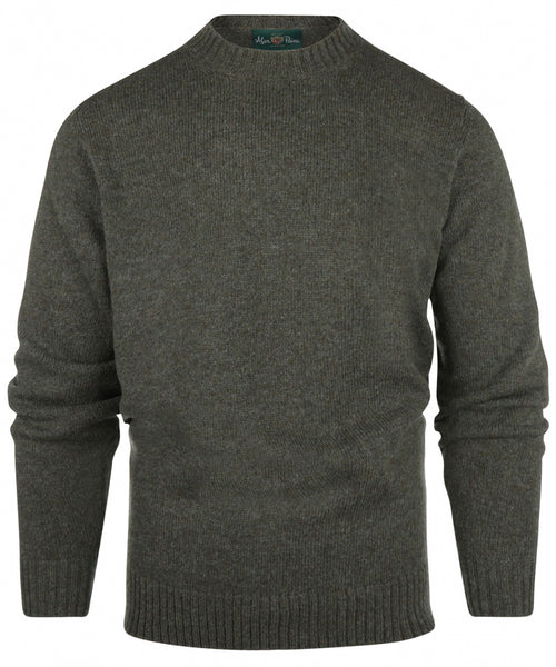 Alan Paine Shetland Crew Neck Pullover | Green