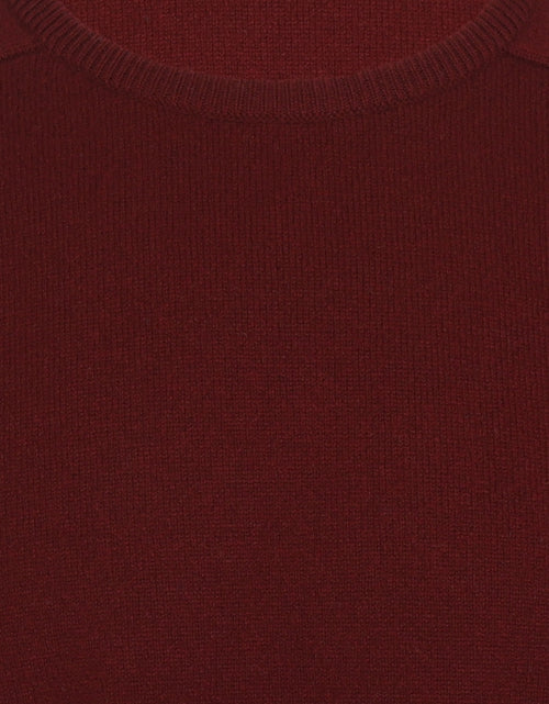 Lambswool round neck sweater | Bordeaux