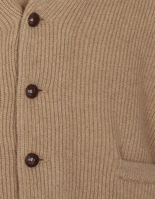 Button vest camel hair shawl collar | Natural