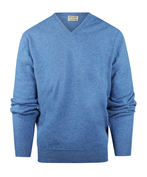 Pullover Lambswool dutch fit v-neck | Blue