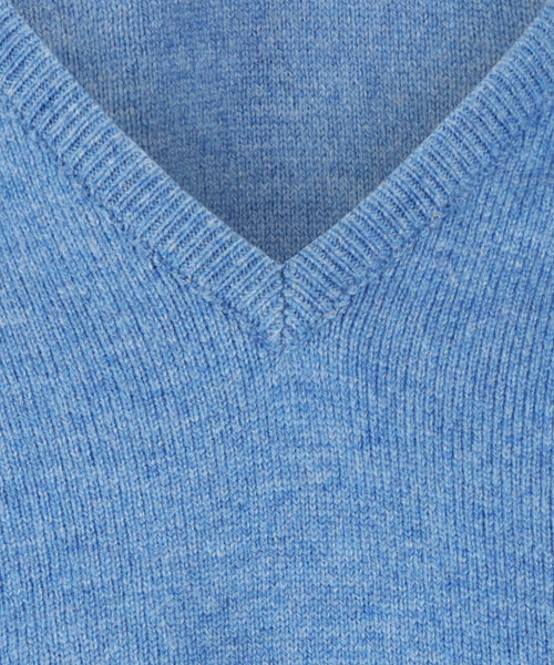 Pullover Lambswool dutch fit v-neck | Blue