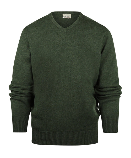 Pullover Lamswol dutch fit v-hals | Groen