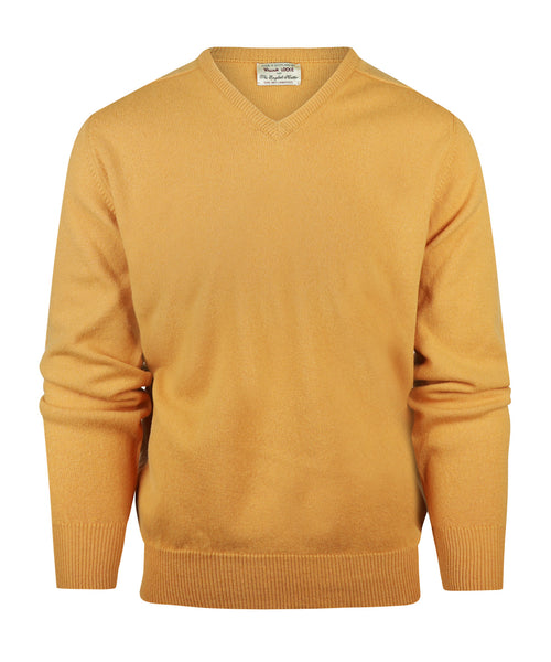 Pullover Lamswol dutch fit v-hals | Harvest Gold