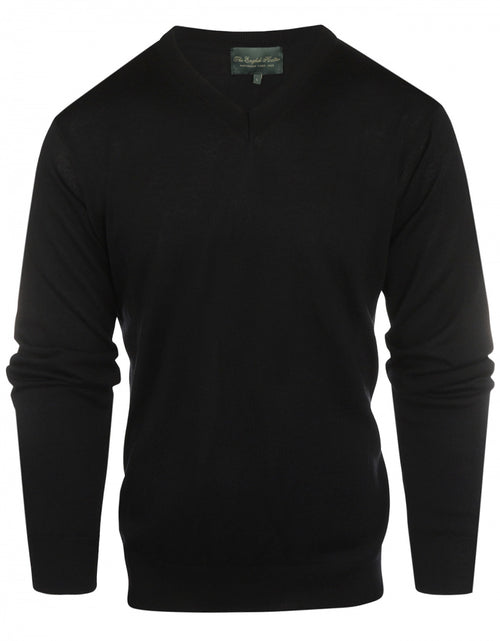 Pullover merino wol v-hals | Zwart