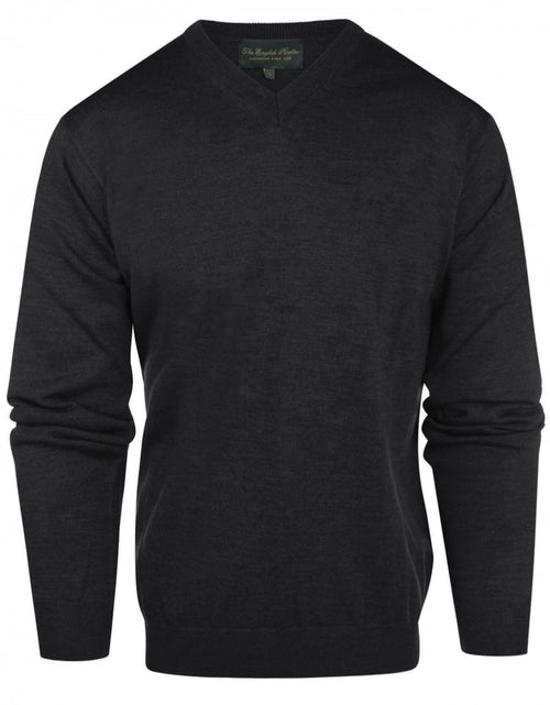 Pullover merino wol v-hals | Charcoal