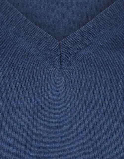 Pullover merino wol v-hals | Blauw