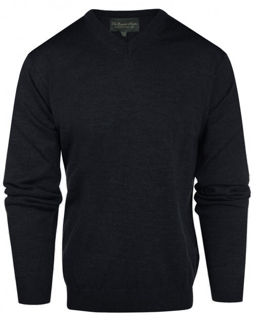 Pullover merino wol v-hals | Blauwgrijs