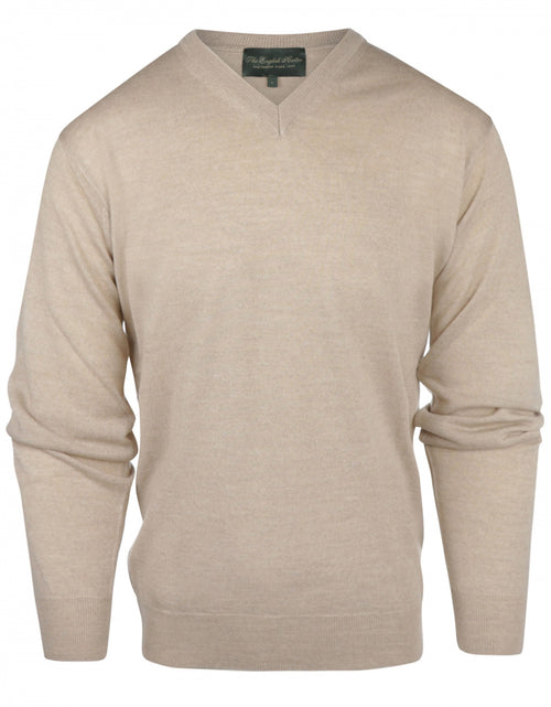 Pullover merino wol v-hals | Beige