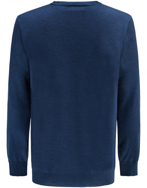 Merino wool round neck sweater | Blue