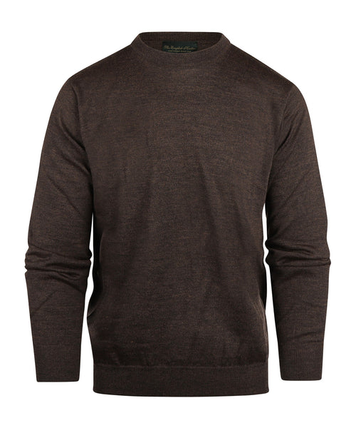 Merino wool round neck sweater | Dark Brown