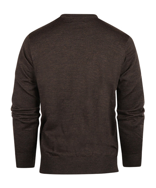 Merino wool round neck sweater | Dark Brown