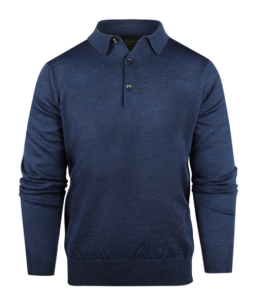 Pullover polo merino wol | Blauw