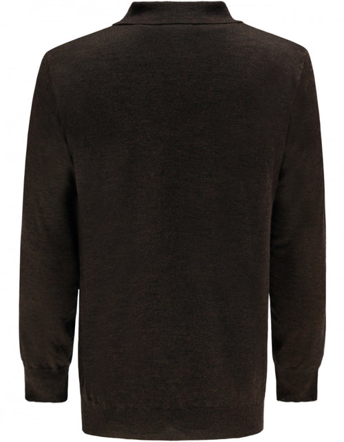 Pullover polo merino wool | Dark Brown