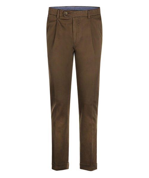 Blackpool Trousers Pleated with Turn-Up | Brown