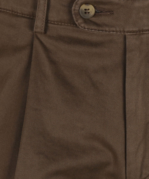 Blackpool Trousers Pleated with Turn-Up | Brown