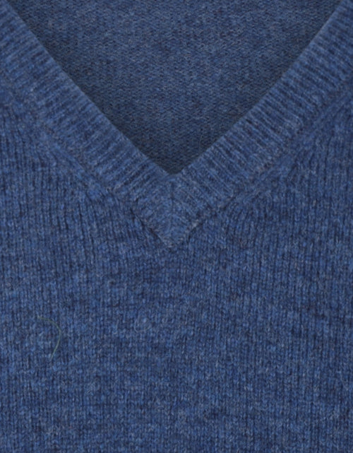 Pullover klassiek Lamswol v-hals | Blauw