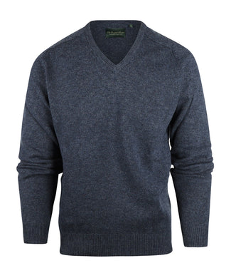 Pullover klassiek Lamswol v-hals | Denim Blauw