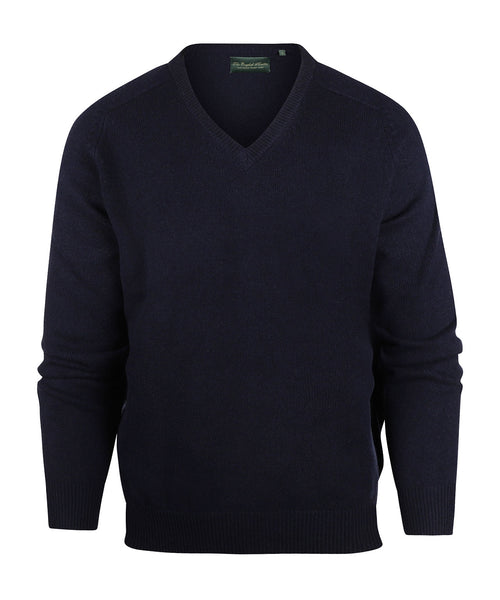 Pullover klassiek Lamswol v-hals | Navy Blauw