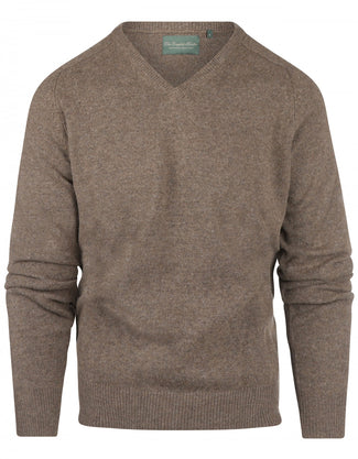 Pullover klassiek Lamswol v-hals | Bruin