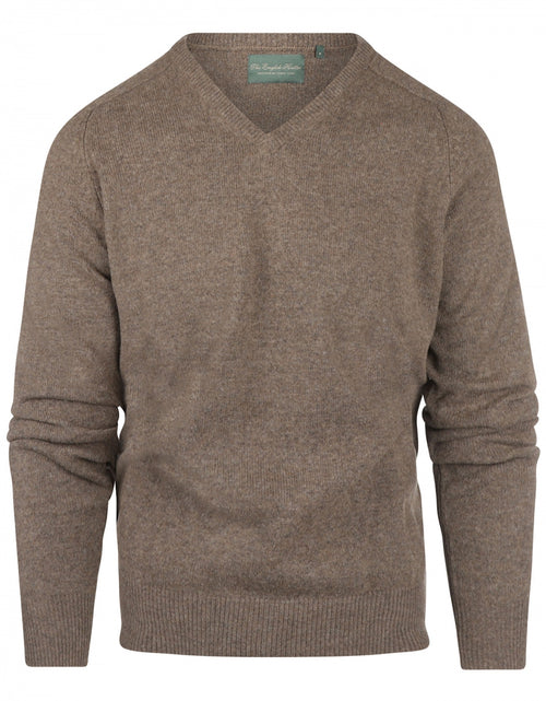 Classic Lambswool v-neck sweater | Brown