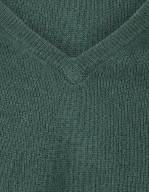 Classic Lambswool v-neck sweater | Green