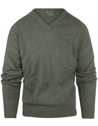 Pullover klassiek Lamswol v-hals | Groen