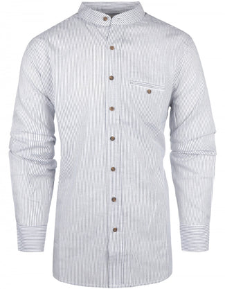 Overhemd Grandfather Shirt linnen | Blauw