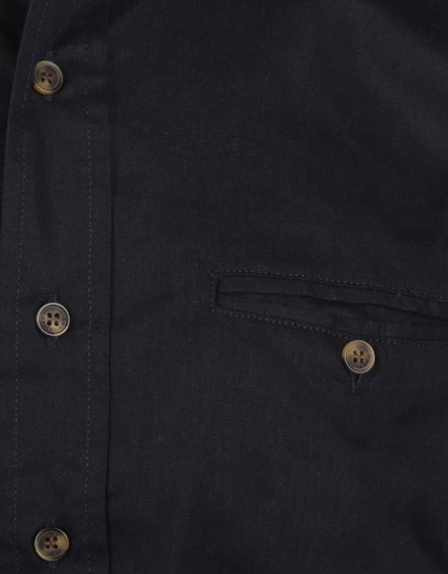 Shirt Grandfather Shirt linen | Navy Blue