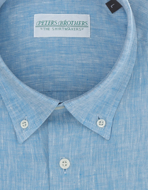 Shirt linen short sleeves | Blue