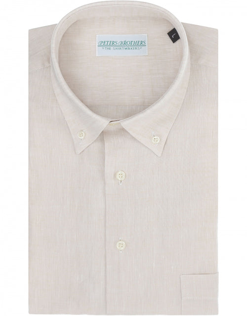 Shirt linen short sleeves | Beige