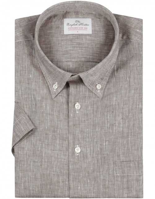 Shirt linen short sleeves | Brown