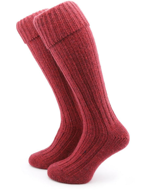 Men's Tweed Knee Socks | Bordeaux Red