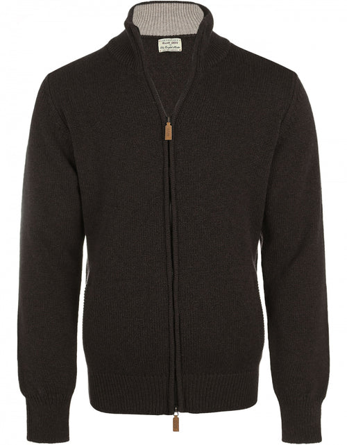 William Lockie Zipper Cardigan Lambswool | Brown