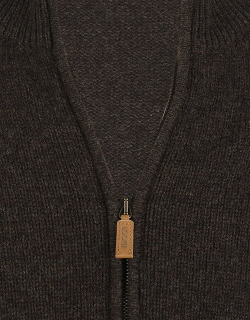 William Lockie Zipper Cardigan Lambswool | Brown