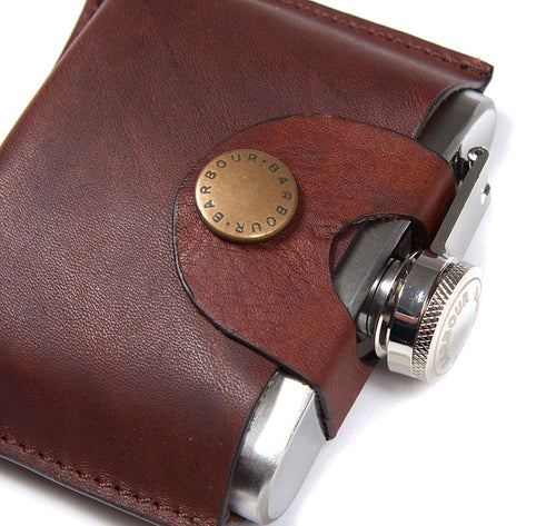 Barbour Hinged Hipflask | Brown