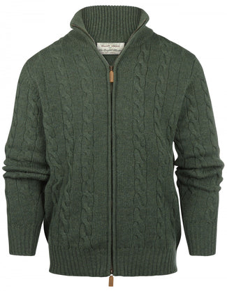 William Locke Cable Zip Cardigan | Rosemary