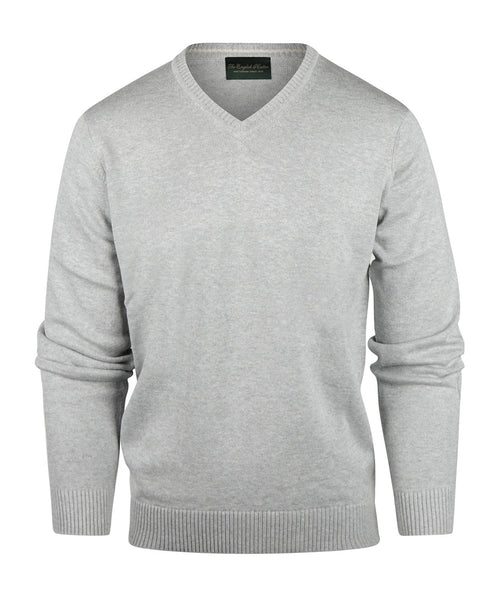 Cotton v-neck sweater | Light Grey