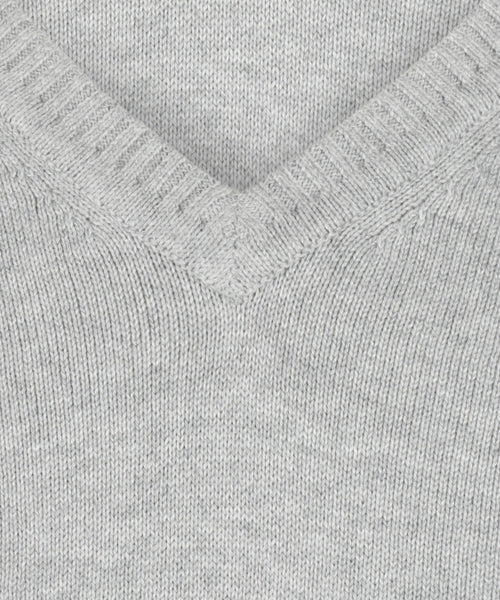 Cotton v-neck sweater | Light Grey